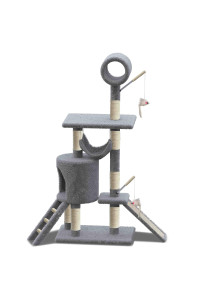 VOUNOT Cat Tree Tower, Cat Condo with Sisal Scratching Post, Multi Level Cat Climbing Frame Indoors, Cat Activity Tree, Grey, XXL