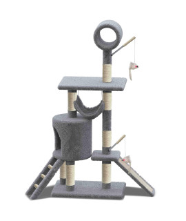 VOUNOT Cat Tree Tower, Cat Condo with Sisal Scratching Post, Multi Level Cat Climbing Frame Indoors, Cat Activity Tree, Grey, XXL