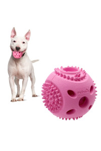 PETSLA Durable Squeaky Dog Balls for Small Medium Dogs and Puppies - Rubber Balls for Moderate Chewers Play Fetch and Promotes Dental Health Pink