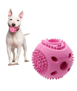 PETSLA Durable Squeaky Dog Balls for Small Medium Dogs and Puppies - Rubber Balls for Moderate Chewers Play Fetch and Promotes Dental Health Pink
