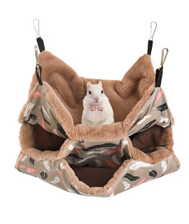 bokemar Small Animals Warm Plush Triple Bunkbed Cage Hanging Hammock Bed,Guinea Pig Cage Accessories Bedding, Warm Hammock for Parrot Ferret Squirrel Hamster Rat Playing Sleeping