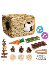 PStarDMoon Bunny Grass House-Hand Made Edible Natural Grass Hideaway Comfortable Playhouse for Rabbits, Guinea Pigs and Small Animals to Play,Sleep and Eat