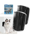 2 Pack Corner Brush for Cats, Self Groomer Grooming Wall Massage Brush with Catnip Softer Cat Wall Comb Self Massage Tool for Long & Short Fur Kitten Puppy Cat Corner Scratcher (Black)