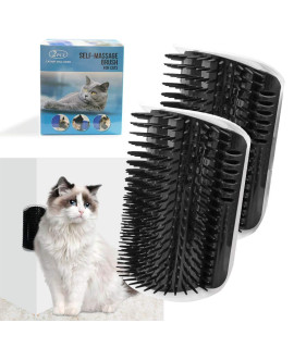 2 Pack Corner Brush for Cats, Self Groomer Grooming Wall Massage Brush with Catnip Softer Cat Wall Comb Self Massage Tool for Long & Short Fur Kitten Puppy Cat Corner Scratcher (Black)