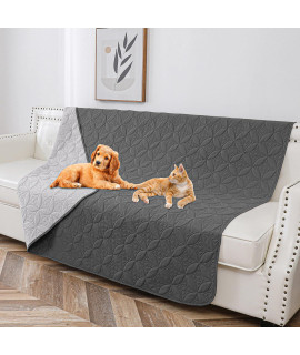 Tuffeel Waterproof Dog Bed Blanket, 52x82 Inches Pet Sofa Couch Cover, Furniture Protector from Medium Dog Washable, Reversible-Lightgrey+Darkgrey
