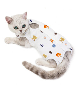 TORJOY cat Professional Surgical Recovery Suit,E-collar Alternative for cats Dogs,After Surgery Wear, Pajama Suit,Home Indoor Pets clothing Football L