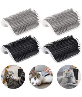 Cat Self Groomer Arch 4PCS Self Cleaning Slicker Brush Upgraded Cat Brushes Wall Corner for Shedding Grooming, Softer Massager Comb Interactive Toy for Short Long Haired Cats Fur Pets Dog Kitten Puppy