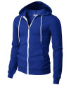 H2H Mens Slim Fit Long Sleeve Kanga Pocket Hoodie with White Zipper and String BLUE US LAsia XL (cMOHOL048)