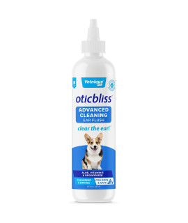 Vetnique Labs Oticbliss Ear Cleaner Wipes/Flushes for Dogs & Cats with Odor Control and Itch Relief Reduces Head Shaking - Clear The Ear