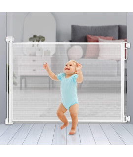 Retractable Baby Gate Extra Wide 35 Tall, Extends to 70 Wide Mesh Pet Gates for Kids or Pets with 2 Sets of Mounting Hardware Indoor Outdoor Wide Baby Gate Dog Gates for Doorways, Stairs (35 x 70)