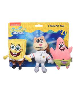 SpongeBob SquarePants for Pets Nickelodeon Spongebob, Patrick, and Sandy Figure Plush Dog Toy 6 Inch Small Dog Toys for Spongebob Fans Squeaky Dog Toys for All Dogs (FF16161)