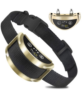 PETJOY Dog Bark Collar, Barking Training Collar Waterproof & Rechargeable, Automatic Shock Control Prong Collar with Beep & Shock for Small Medium Large Dogs(Black) (Gold)