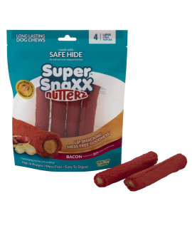 Wonder Snaxx Nutterz, Bacon and Peanut Butter Roll-Ups, Dog Chews Made from Whipped Rawhide, Large, 4 Roll-Ups