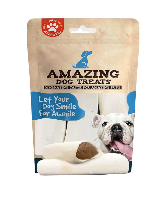 Amazing Dog Treats - Stuffed Shin Bone for Dogs (Acai Blend, 5-6 Inch - 3 Count) - All Natural Dog Bones