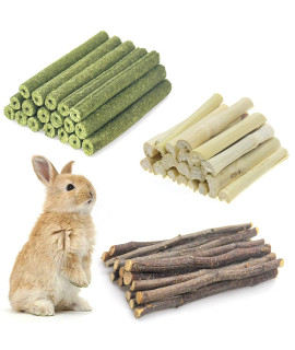 Chngeary 150g Small Animals Chew Toys Molar Sticks, Apple Sticks Timothy Hay Sticks Sweet Bamboo 3Types Combined for Rabbit Chinchilla Guinea Pigs Squirrel Hamster