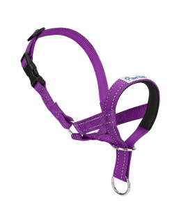 Pawaboo Dog Muzzle, Head Halter Collar for Dog, Pet Dog Nylon Reflective Adjustable Loop Anti-Biting Barking Control Easy Fit Dog Stops Dog Pulling Head Leash, Small Size, Purple