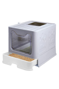 Meikuler cat Litter Box Large Litter Pan for cats Foldable Litter Boxes comes with cat Litter Scoop (grey)