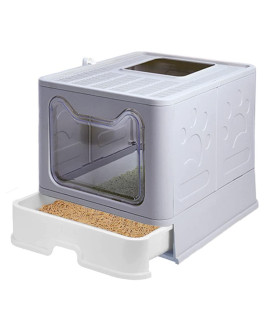 Meikuler cat Litter Box Large Litter Pan for cats Foldable Litter Boxes comes with cat Litter Scoop (grey)