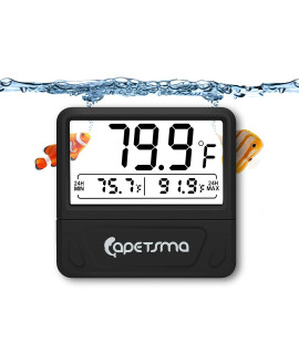 capetsma Aquarium Thermometer Digital Fish Tank Thermometer Large LCD Screen Records High & Low Water Temperature in 24 hrs
