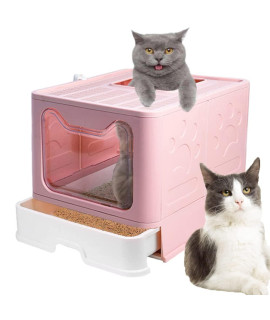 Meikuler cat Litter Box Large Litter Pan for cats Foldable Litter Boxes comes with cat Litter Scoop (Pink)