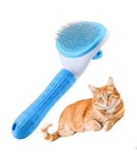 Katyaa Cat Grooming Brush, Pets Slicker Brushes Dogs Self Clean Brush for Shedding One Button Removes Loose Undercoat Mats Tangled Hair Grooming Brush for Pets Massage-Self Cleaning Slicker Brush
