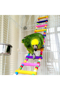 Bird Parrot Toys Ladders Swing Chewing Toys Hanging Pet Bird Cage Accessories Hammock Swing Toy for Small Parakeets Cockatiels, Lovebirds, Conures, Macaws, Lovebirds, Finches (48 inch 18 ladders)