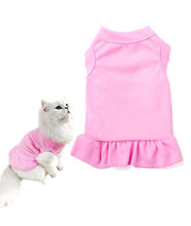 CAISANG Dog Skirt Shirts, Puppy Dresses for Small Dogs Girls, Pet Clothes Doggy Apparel, Comfortable Summer Shirt Beach Wear Clothing, Outfits for Medium Dog, Kitty Cats, Cotton Tops (Pink M)