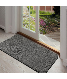 ITSOFT Dirt Trapper Indoor Door Mat & Entrance Rug For Wet Muddy Shoes and Pet Paws, Non-Slip Machine Washable, Shoe Scraper, Absorbent Welcome Dog Mat for Front Door, Entry Way (30x18, Black & White)
