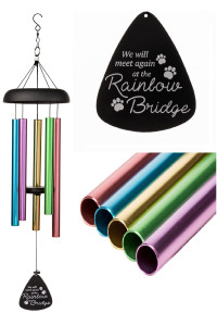 Pet Memorial Wind Chimes, Rainbow Bridge Gifts for The Remembrance of Dog or Cat. 32 Rainbow Wind Chime Designed as a Beautiful Sympathy Gift for The Loss of a Loved Ones Pet