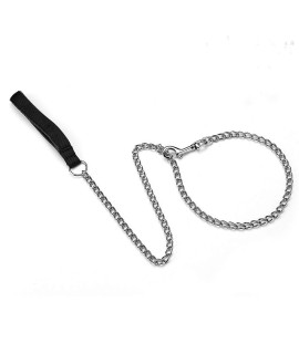 Petiry 7 Feet Chain Leash Chew Proof Metal Dog Leash with Soft Padded Handle,Black