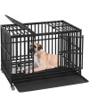 BestPet Heavy Duty Dog Crate for Large Dogs,48 Inch Metal Dog Kennel Outdoor Double-Door Pet Dog Cages with Divider Panel &,Plastic Tray & Locks Design,Black