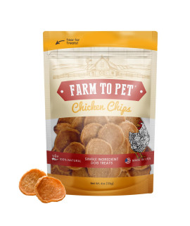 Farm To Pet Chicken Chips for Dogs - Single Ingredient All Natural Dog Treats for Small, Medium, & Large Dogs Healthy Training Treats for All Breeds & Puppies, Made in USA