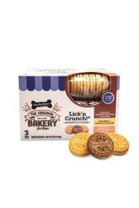 Three Dog Bakery Lick'n Crunch Sandwich Cookies Premium Dog Treats with No Artificial Flavors, Carob/Peanut Butter, Golden/Vanilla, 39 Ounces (Pack of 1)