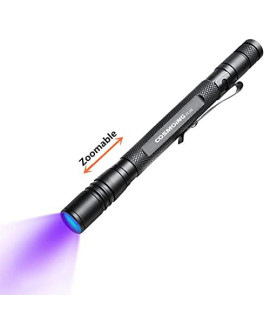 COSMOING UV Flashlight, LED 395nm Ultraviolet Flashlight, Zoomable Pen Blacklight Flashlight IP54 Waterproof Detector for Pet Urine, Cat Dog Stains, Bed Bug, Household Wardrobe Toilet