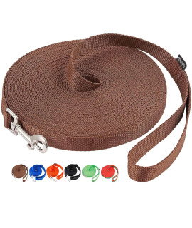 AmaGood Dog/Puppy Obedience Recall Training Agility Lead-15 ft 20 ft 30 ft 50 ft Long Leash-for Dog Training,Recall,Play,Safety,Camping (15feet, Brown)
