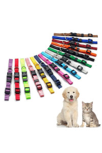 Luck Dawn Puppy ID Collars, Identification Soft Nylon Puppy Collars, Adjustable Breakaway Safety Whelping Litter Collars for Newborn Puppies Kitten - Set of 15 (Small 6.9 - 10.2)