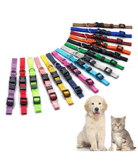 Puppy ID Collars,15 PCS Identification Soft Nylon Puppy Collars, Adjustable Breakaway Safety Whelping Litter Collars for Newborn Puppies Kitten - Set of 15 (Medium 8.5 - 13.0)