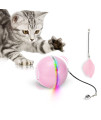 Interactive Cat Toys Ball with LED Light & Catnip, 2020 Upgraded Ring Bell Feather Pet Toy,Auto Spinning Smart Cat Ball Toy,USB Rechargeable Stimulate Hunting Instinct Kitty Funny Chaser Roller
