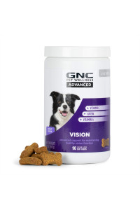 GNC Pets ADVANCED Vision Support Dog Supplements 90 Ct Eye Supplement for Dogs to Support Healthy Vision Function Chicken Flavored Soft Chews for Adult Dogs with Vitamin C, Lutein, and Vitamin A