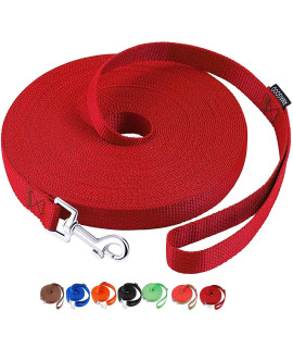 AmaGood Dog/Puppy Obedience Recall Training Agility Lead-15 ft 20 ft 30 ft 50 ft Long Leash-for Dog Training,Recall,Play,Safety,Camping (20feet, Red)