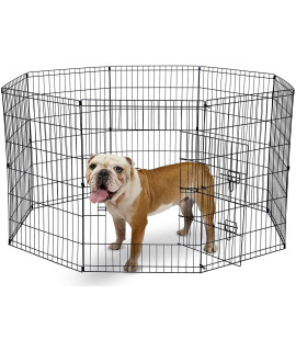 UNDERDOg 8 Panel Playpen Suitable for DogsPuppiescats & Rabbits Foldable Ideal for IndoorOutdoor use Puppy Play Pen (91cm, Black)