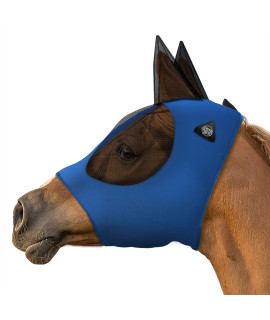 SmithBuilt Horse Fly Mask (Blue, Horse) - Mesh Eyes and Ears, Breathable Fabric, UV Protection