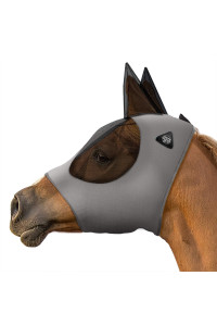 SmithBuilt Horse Fly Mask (Gray, Horse) - Mesh Eyes and Ears, Breathable Fabric, UV Protection
