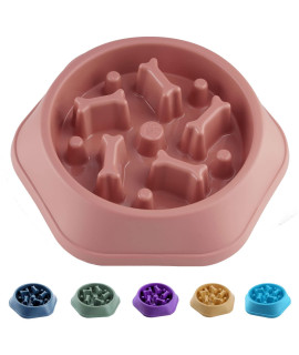 cAISHOW Slow Feeder Dog Bowl Anti gulping Healthy Eating Interactive Bloat Stop Fun Alternative Non Slip Dog Slow Food Feeding Pet Bowl Slow Healthy Design for Small Medium Size Dogs(Pink,Bone