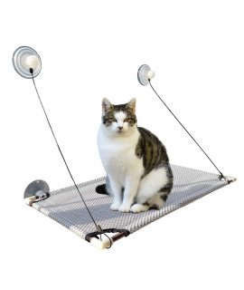 Cat Window Perch, Cat Window Hammock, Cat Window Bed, Cat Sunbath Bed, Window Mounted Cat Bed, for Large Medium Small Cats, Heavy Duty Screw Suction Cups, Strong Loading Capacity Up to 50LB