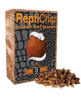 ReptiChip Coconut Substrate for Reptiles Loose Coarse Coconut Husk Chip Reptile Bedding (12 Quart)