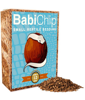 BabiChip Coconut Chip Substrate for Reptiles 12 Quart Loose Small Sized Coco Husk Chip Bedding for Ball Pythons, Other Snakes, Tortoises, Geckos, Frogs, or Lizard Terrarium Tanks