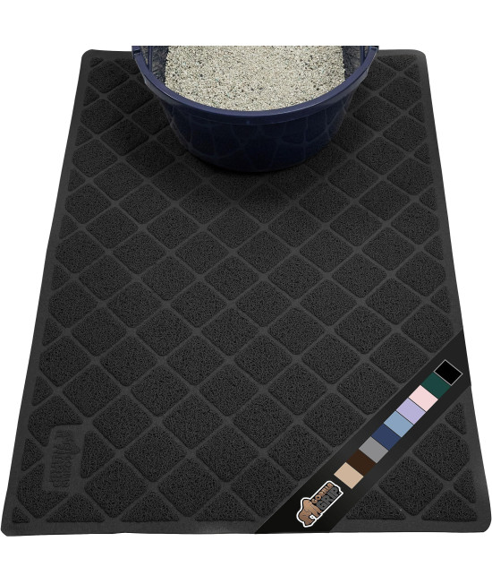 The Original Gorilla Grip 100% Waterproof Cat Litter Box Trapping Mat, Easy Clean, Textured Backing, Traps Mess for Cleaner Floors, Less Waste, Stays in Place for Cats, Soft on Paws, 40x28 Black