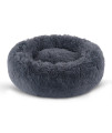 BVAGSS Small Dog Bed,Anti-Anxiety Donut Cuddler Cozy Soft Round Bed,Calming Plush Washable Round Fluffy Pet Cushion Bed for Puppy & Kitten MW002 (16 inch, Dark Grey)