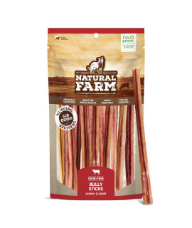 Natural Farm Bully Sticks, Odor-Free, (6 Inch, 12 Ounces), Packaged by Weight, 100% Beef Pizzle Chews, Grass-Fed, Fully Digestible Treats to Keep Your Puppies, Small and Medium Dogs Busy